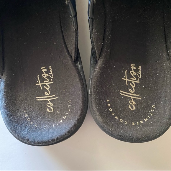 CLARKS Black Slip-ons Mules Size 8M - Picture 5 of 12